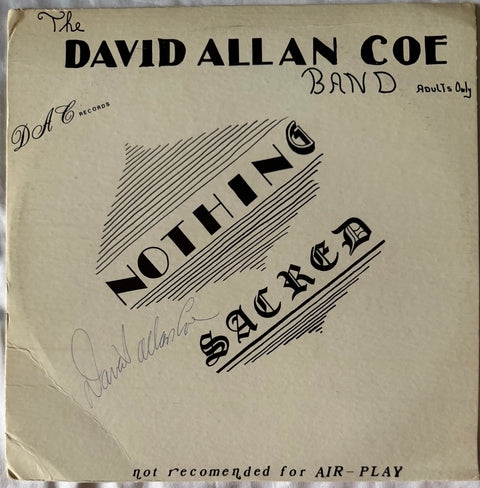 The David Allan Coe Band – Nothing Sacred LP, front sleeve with signature
