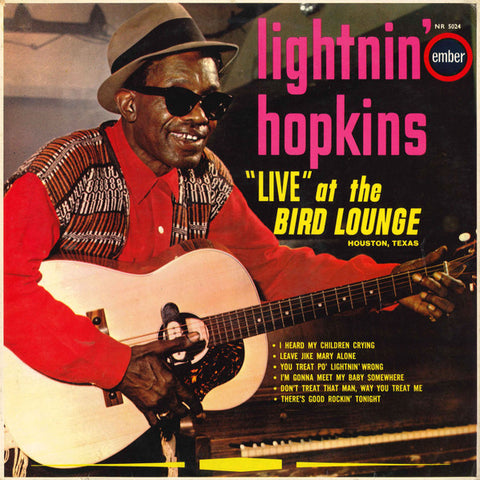 Front cover of Lightnin' Hopkins – "Live" At The Bird Lounge, Ember Records, UK, 1965