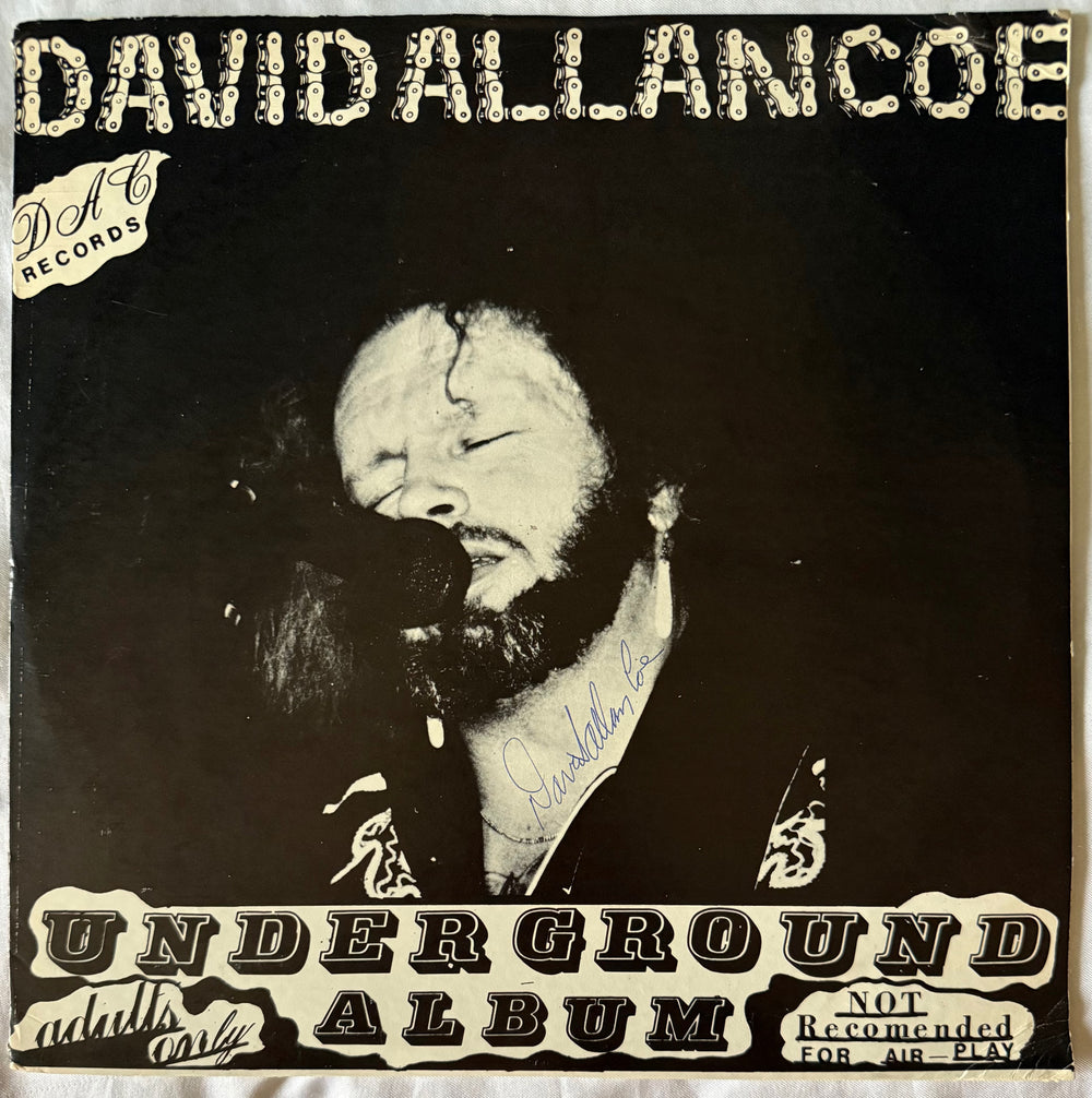 David Allan Coe – Underground Album LP, front sleeve with signature