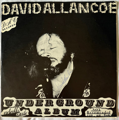 David Allan Coe – Underground Album LP, front sleeve with signature