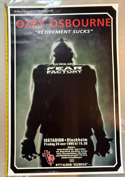 Ozzy Osbourne "Retirement Sucks" Sweden tour poster 1995