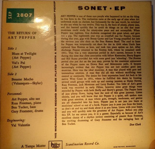 Art Pepper – The Return Of Art Pepper, image 2