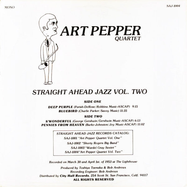 Art Pepper Quartet – Straight Ahead Jazz Vol. Two, image 2
