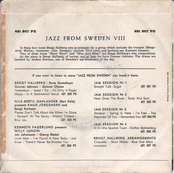 Bengt Hallberg – Jazz From Sweden VIII, image 2