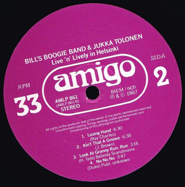 Bill's Boogie Band Featuring Jukka Tolonen – Live 'N' Lively In Helsinki, image 4