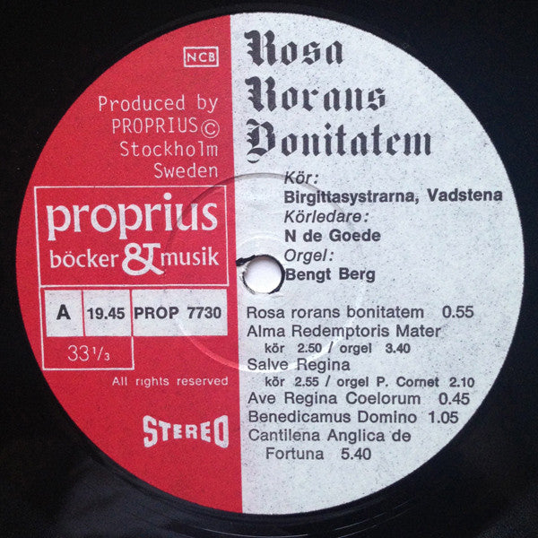 Birgittasystrarna & Bengt Berg – Rosa Rorans Bonitatem, image 3