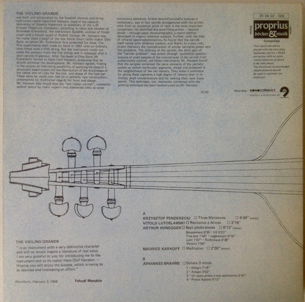 Bronisław Eichenholz, Herta Fischer – New Swedish Instruments: Violino Grande, Bolin Grand Piano, image 4