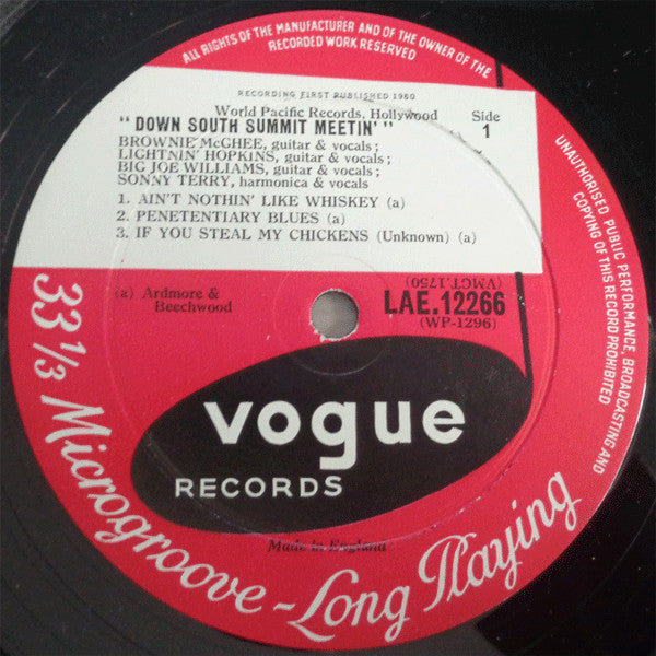 Brownie McGhee - Lightnin' Hopkins - Big Joe Williams - Sonny Terry – Down South Summit Meetin', image 3