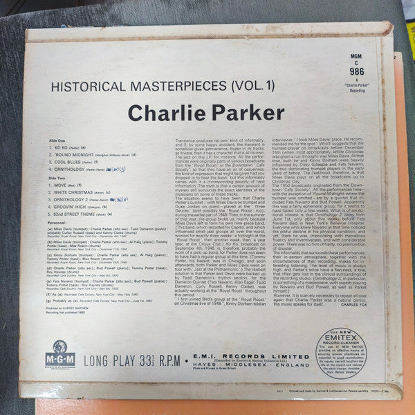 Charlie Parker – Historical Masterpieces Vol. 1, image 2