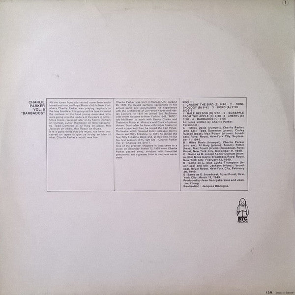 Charlie Parker – The Complete Charlie Parker Vol. 6 "Barbados", image 2