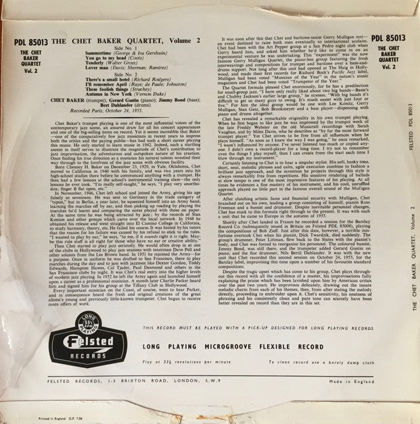 Chet Baker Quartet – Chet Baker Quartet Volume 2, image 2