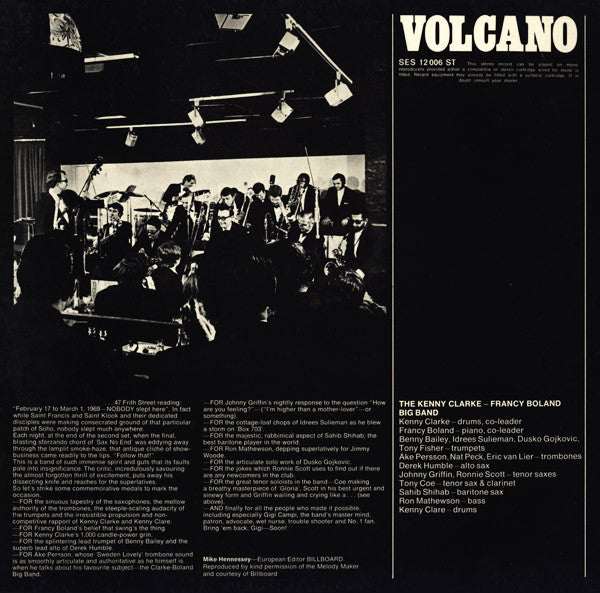 Kenny Clarke Francy Boland And The Band – Live At Ronnie's ; Album 1 ; Volcano, image 2