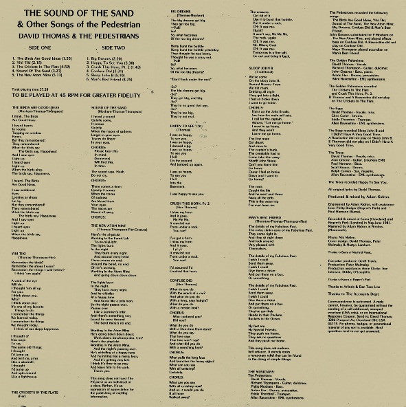 David Thomas & The Pedestrians – The Sound Of The Sand And Other Songs Of The Pedestrian, image 2