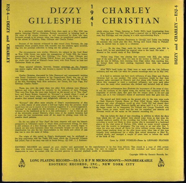 Dizzy Gillespie / Charley Christian – Dizzy Gillespie / Charley Christian 1941 (Minton's Playhouse & Monroe's Uptown, New York City), image 2
