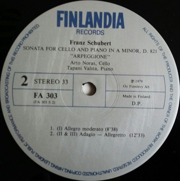 Dmitri Shostakovich / Franz Schubert - Arto Noras • Tapani Valsta – Sonata For Cello And Piano / Sonata For Cello And Piano ”Arpeggione”, image 5