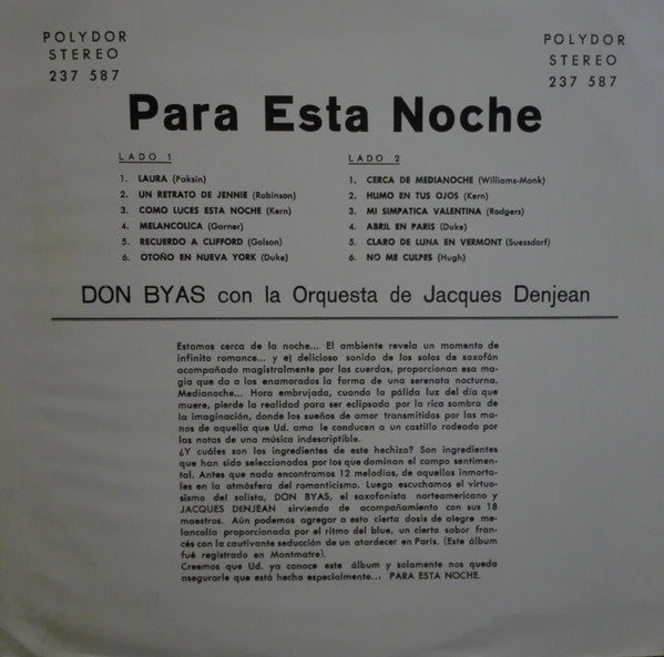 Don Byas Con La Orquesta de Jacques Denjean – Para Esta Noche, image 2