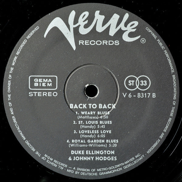 Duke Ellington & Johnny Hodges – Back To Back (Duke Ellington And Johnny Hodges Play The Blues), image 4