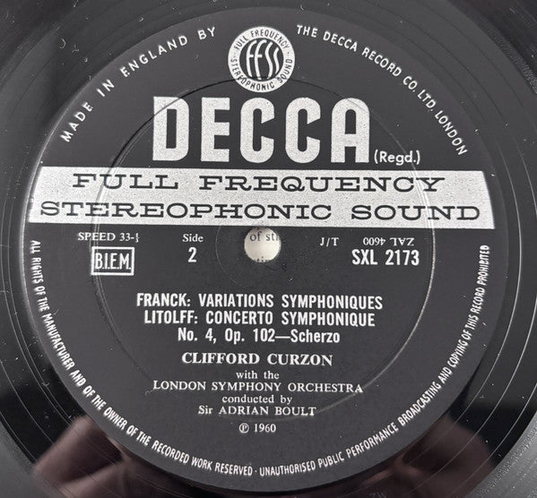 Grieg / Litolff / Franck, Clifford Curzon – Piano Concerto / Scherzo / Symphonic Variations, image 4
