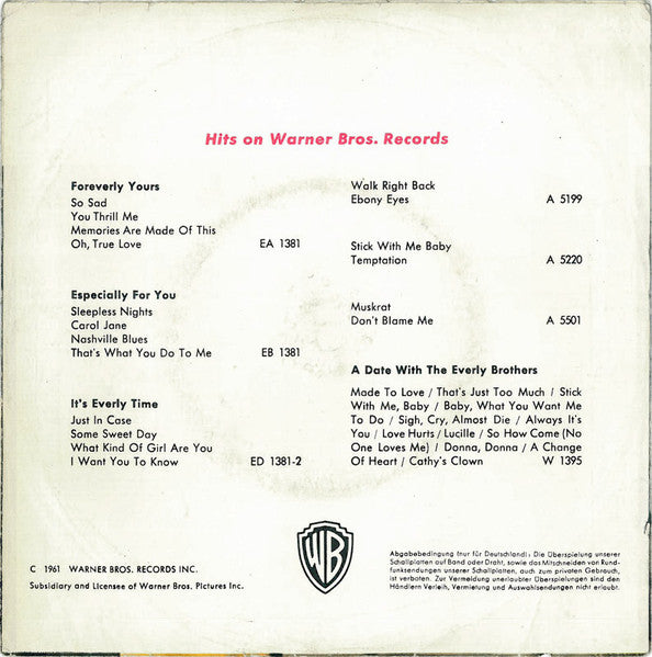 The Everly Brothers – Gone, Gone, Gone / Torture, image 2