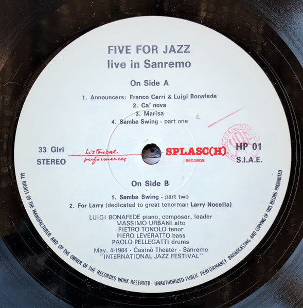 Five For Jazz – Live In Sanremo, image 4