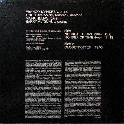 Franco D'Andrea / Barry Altschul / Mark Helias / Tino Tracanna – No Idea Of Time, image 2