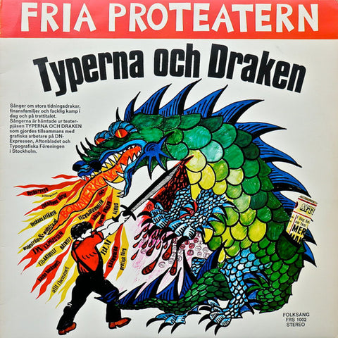 Front cover of Fria Proteatern – Typerna Och Draken, Folksång, Sweden, 1973