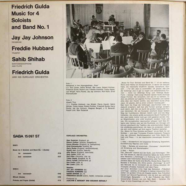 Friedrich Gulda - Jay Jay Johnson / Freddie Hubbard / Sahib Shihab – Music For 4 Soloists And Band No.1, image 2