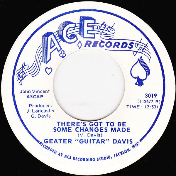 Geater "Guitar" Davis – Tired Of Busting My Brain / There's Got To Be Some Changes Made, image 2