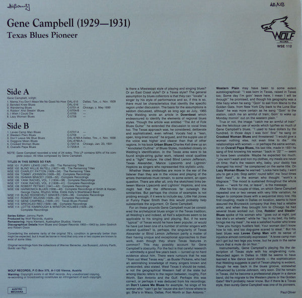 Gene Campbell – Gene Campbell 1929-1931 Texas Blues Pioneer, image 2