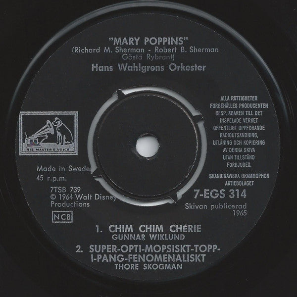 Gunnar Wiklund, Marianne, Thore Skogman, Hans Wahlgrens Orkester – Mary Poppins, image 3
