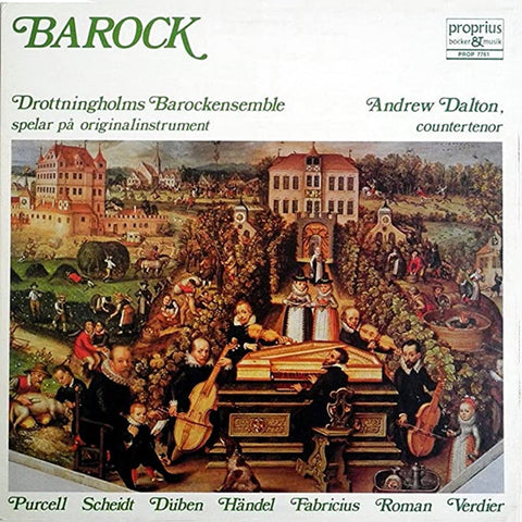 Front cover of Purcell, Scheidt, Düben, Händel, Fabricius, Roman, Verdier — Drottningholms Barockensemble / Andrew Dalton – Barock, Proprius, Sweden, 1976