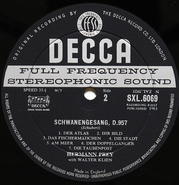 Hermann Prey, Walter Klien, Schubert – Schwanengesang, image 4