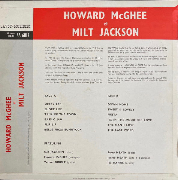 Howard McGhee - Milt Jackson – Howard McGhee Et Milt Jackson, image 2