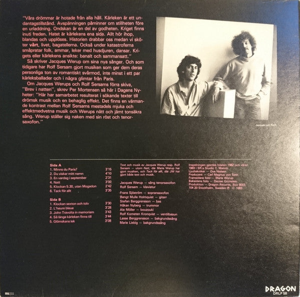 Jacques Werup, Rolf Sersam – Kärlek Mellan Krigen, image 2
