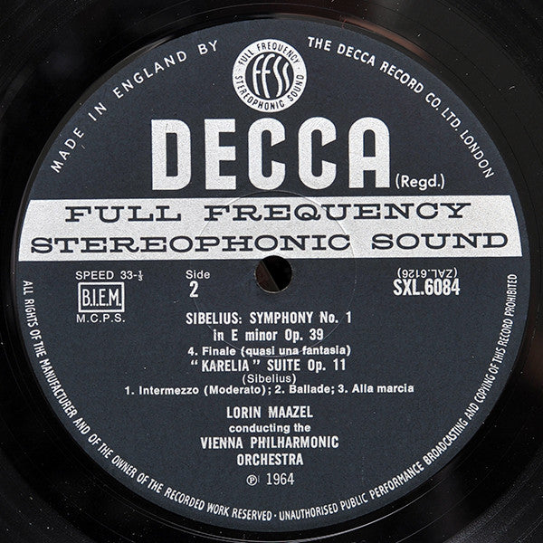 Sibelius - Maazel / Vienna Philharmonic Orchestra – Symphony No. 1 / Karelia Suite, image 4