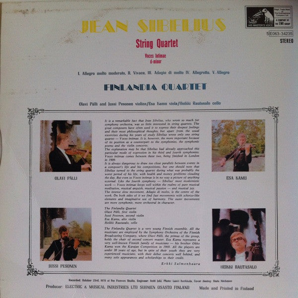 Jean Sibelius, Finlandia Quartet – String Quartet Voces Intimae D-Minor, image 2