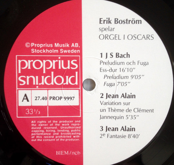 Bach, Alain, Reger, Hindemith, Erik Boström – Orgel I Oscars - Organ Music From The Oscar Church, image 4