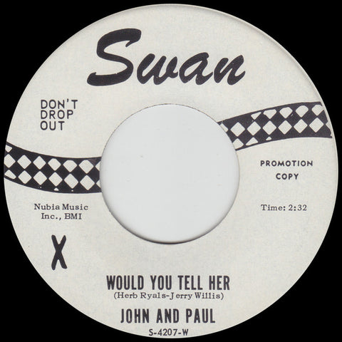 Front cover of John And Paul – Would You Tell Her, Swan, US, 1965