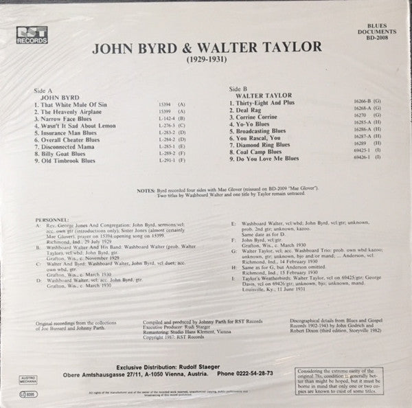 John Byrd & Walter Taylor – (1929-1931), image 2