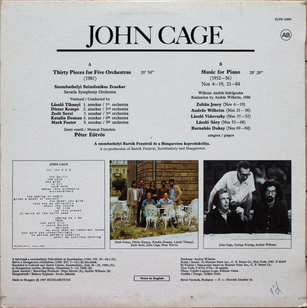 John Cage, Savaria Symphony Orchestra – Thirty Pieces For Five Orchestras / Music For Piano, image 2