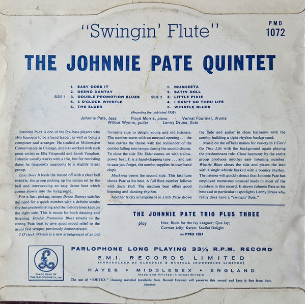 Johnnie "Swinging Shepherd" Pate – Swingin’ Flute: Dance Beat For The Ivy League, image 2