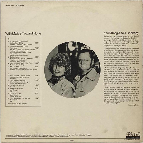 Karin Krog & Nils Lindberg – With Malice Towards None, image 2