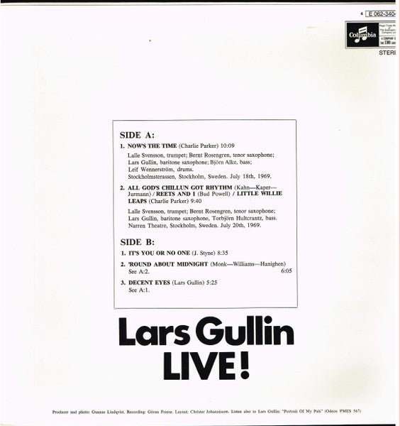 Lars Gullin – Live!, image 2
