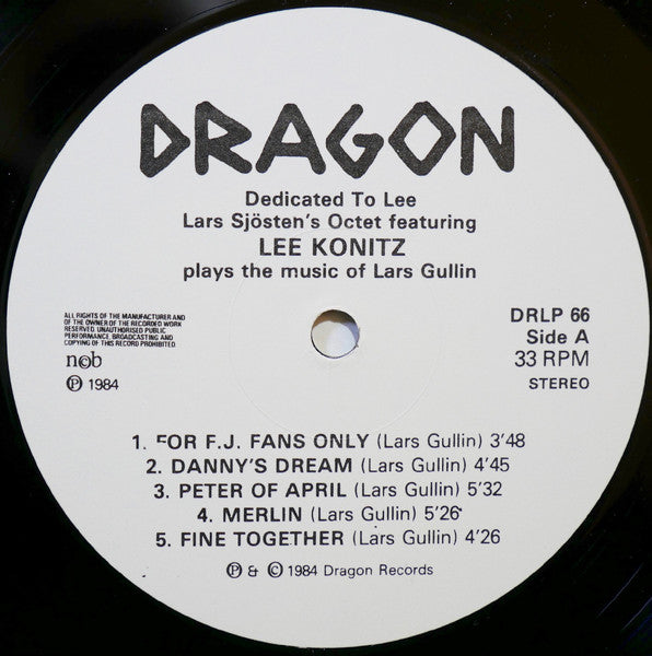 Lars Sjösten Octet Featuring Lee Konitz – Dedicated To Lee, image 3