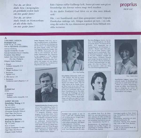 Lars-Erik Larsson, Albert Becker, Benjamin Britten, Uppsala Kammarorkester, Uppsala Domkyrkas Gosskör, Omnibus, Stefan Parkman – Förklädd Gud / Geistlicher Dialog / Festival Te Deum, image 2