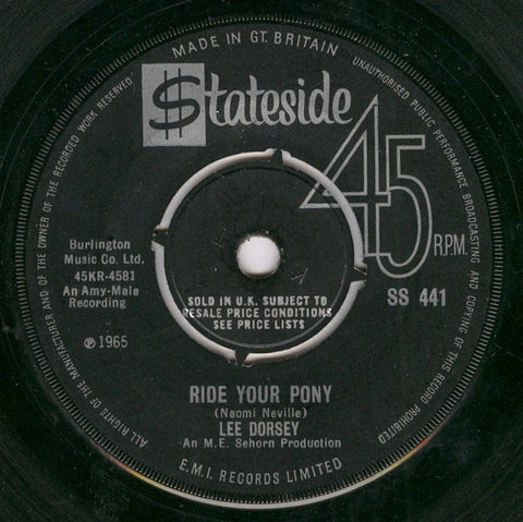 Front cover of Lee Dorsey – Ride Your Pony, Stateside, UK, 1965