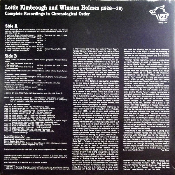 Lottie Kimbrough And Winston Holmes – Lottie Kimbrough And Winston Holmes (1928-29) (Complete Recordings In Chronological Order), image 2