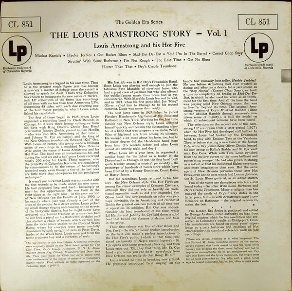 Louis Armstrong And His Hot Five – The Louis Armstrong Story - Vol. 1, image 2