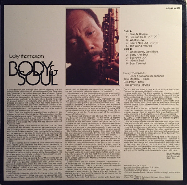 Lucky Thompson Featuring Tete Montoliu – Body & Soul, image 2