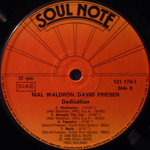 Mal Waldron / David Friesen – Dedication, image 4